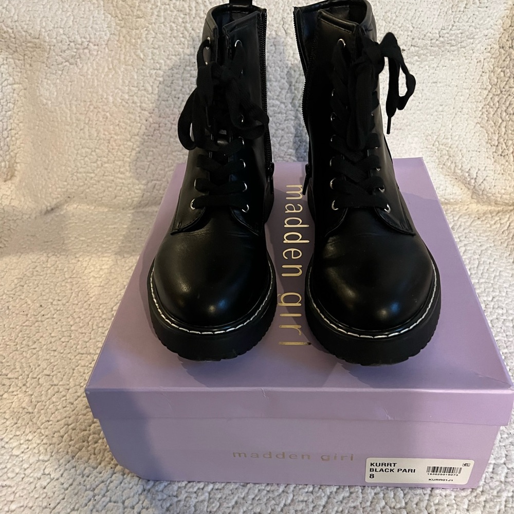 Madden Girl Black Lace-Up Boots